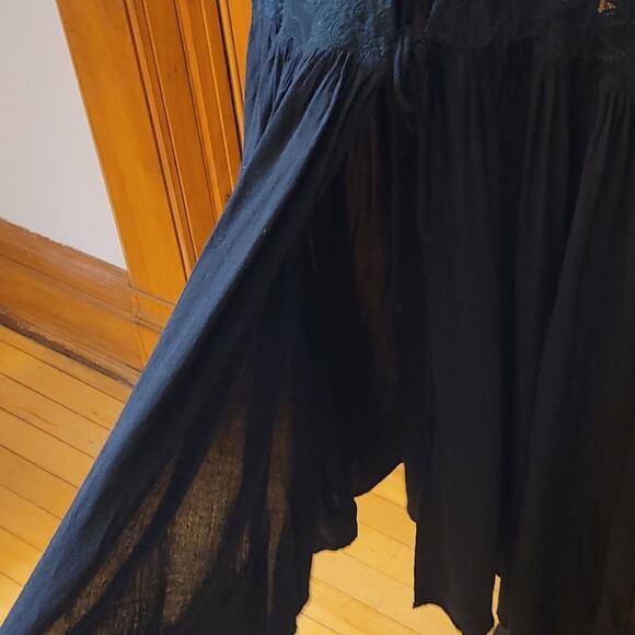 Dance & Marvel Black Lace Tie‑Front Duster Cover‑Up M Sheer Kimono - Picture 3 of 13